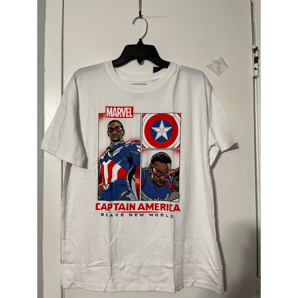 Marvel Captain America Brave New World White Graphic T-Shirt XXL Sam Wilson